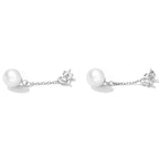 925 Sterling Silver Earrings with Pavé Setting CZ & Quality Shell Pearl
