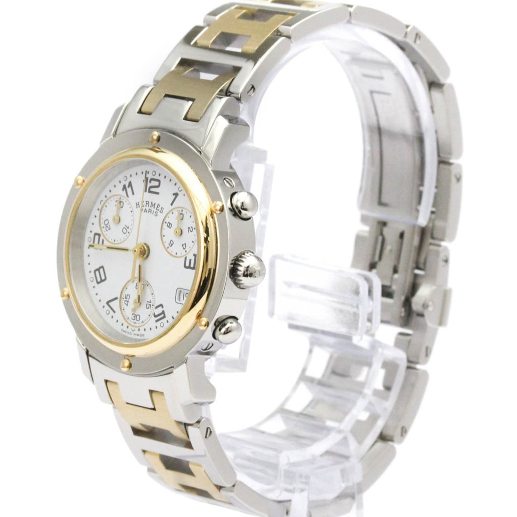Hermès Clipper Chronograph Gold Plated Steel Ladies Watch — HCL1320