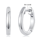 925 Sterling Silver White Gold Plated 1.4 x 0.2 cm Hoop Earrings for Women