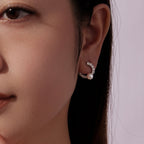 925 Sterling Silver White Gold Plated 1.6cm Hoop Earrings with Synthetic Pearl for Women