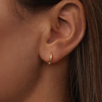 925 Sterling Silver Earrings for Women - 1.3x0.2cm, Plated White Gold
