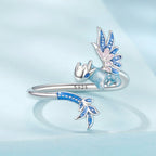 925 Sterling Silver Enamel Process Pavé CZ White Gold Ring for Women
