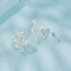 925 Sterling Silver Earrings with Pavé Setting CZ and Resin, 2.5x2.1cm for Women