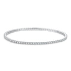 925 Sterling Silver White Gold Plated 16cm Stretchable CZ Bracelet for Women