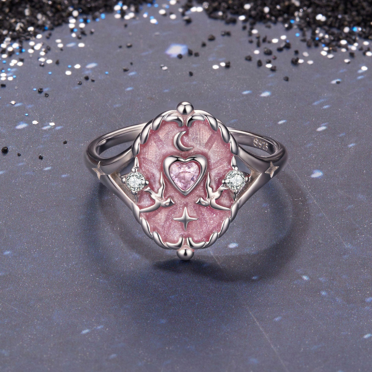 925 Sterling Silver Pendant 0.15cm Enamel CZ Ring for Women