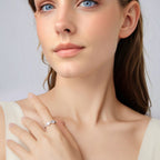 925 Sterling Silver White Gold Plated 1.2cm Pendant Ring Size 6 for Women