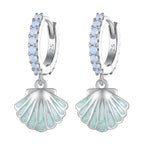925 Sterling Silver Opal Enamel Earrings - 21x10mm for Women