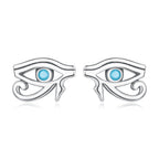 925 Sterling Silver Turquoise Earrings, 0.6*0.9cm, Oxidized Silver Finish for Women