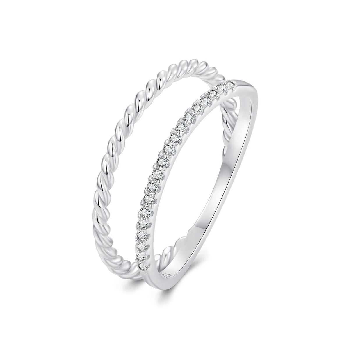 925 Sterling Silver Ring 6.0 Size with Pavé Setting CZ
