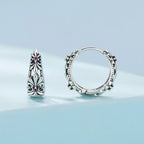 925 Sterling Silver Earrings with Pavé Setting and Oxidized Finish