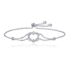 925 Sterling Silver Heart Shaped Bracelet 22CM for Women