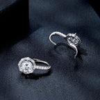 925 Sterling Silver Moissanite Earrings with Pavé Setting, 1.9x1.0cm for Women