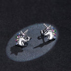 925 Sterling Silver Earrings with Pavé Setting CZ, Oxidized, 1.4x0.9cm for Women