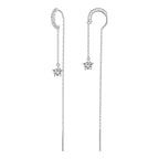 925 Sterling Silver Earrings with Pavé Setting CZ, 76*6mm