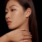 925 Sterling Silver 5.0mm Moissanite Earrings with CZ, 1.0cm for Women