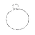 925 Sterling Silver Platinum Plated Bracelet 160+50mm for Women