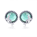 S925 Oxidized Silver Transparent Glass Earrings for Women