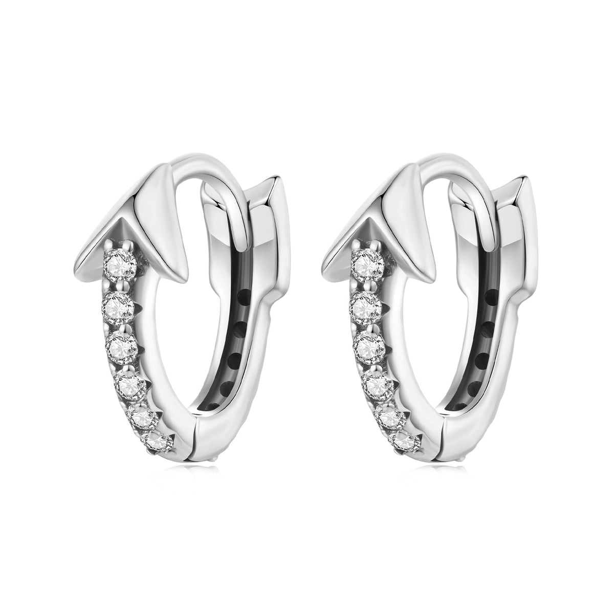 925 Sterling Silver Earrings with Pavé Setting CZ and Oxidized Finish