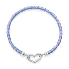 925 Sterling Silver White Gold Plated 17cm Heart Hand Rope Bracelet for Women