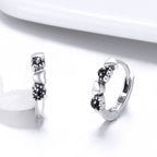 925 Sterling Silver Earrings with Pavé Setting CZ, 1.1*0.3cm