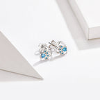925 Sterling Silver Earrings with Pavé Setting CZ, 0.9cm for Women