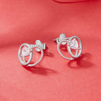 925 Sterling Silver White Gold Plated Pavé Setting CZ Earrings