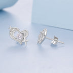 925 Sterling Silver Earrings with Pavé Setting CZ in White Gold