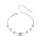 925 Sterling Silver 5.0mm Moissanite Bracelet with CZ and White Gold Plating for Women