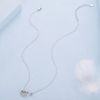 925 Sterling Silver Necklace with Pavé Setting CZ, 40+5cm, Plated White Gold, Women