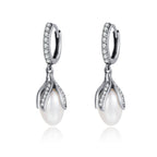 925 Sterling Silver Oxidized Silver Freshwater Pearl Earrings