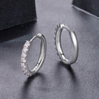 925 Sterling Silver Moissanite 0.03ct White Gold Plated Earrings 1.6cm for Women