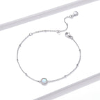 925 Sterling Silver Opal Bracelet for Women - Adjustable Size, Translucent Color