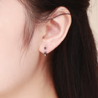 925 Sterling Silver Earrings with Pavé Setting CZ, 1.1*0.3cm