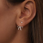 925 Sterling Silver Earrings with White Gold Plating - 1.0*1.3 cm