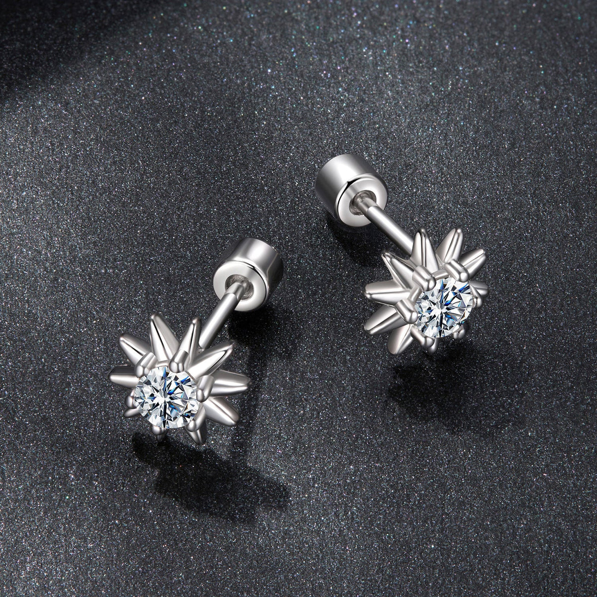 925 Sterling Silver Moissanite 0.10 Carat Earrings for Women - 0.7cm Size