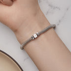 925 Sterling Silver Plated Platinum 17.0 Size Bracelet for Women