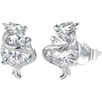 925 Sterling Silver White Gold Plated CZ Pavé Set 1.2 x 0.7 cm Earrings for Women