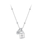 925 Sterling Silver White Gold Plated Necklace with CZ and Nacre for Women