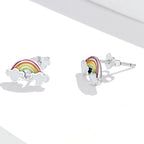 925 Sterling Silver Earrings with Enamel Process in Oxidized Silver for Women