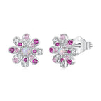 925 Sterling Silver Earrings with Synthetic Opal and CZ