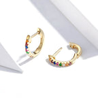 S925 Sterling Silver Earrings with CZ Pave Setting