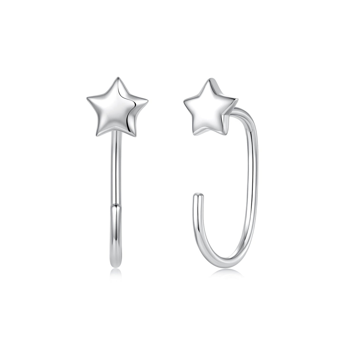 925 Sterling Silver Brass Earrings with White Gold Plating 1.4cm for Women