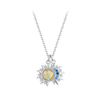 925 Sterling Silver Necklace with Transparent Glass and Pavé Setting CZ - Length 450mm