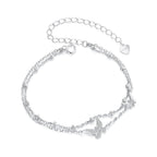 925 Sterling Silver Bracelets with Platinum Plating and CZ Stones - 150+60mm