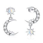 925 Sterling Silver Earrings with Translucent Opal and CZ in Oxidized Finish