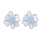 925 Sterling Silver Opal Nanometer Stone Enamel Earrings for Women