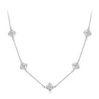925 Sterling Silver + Moissanite Necklace with Plated White Gold - 40+5cm Length for Women