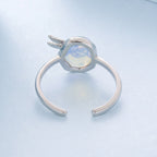 925 Sterling Silver Ring with Nano Opal Stone, 0.15 cm Width for Women