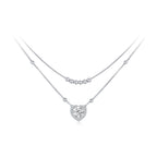 925 Sterling Silver 6.5mm Moissanite Necklace with Pavé Setting for Women