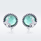 S925 Oxidized Silver Transparent Glass Earrings for Women